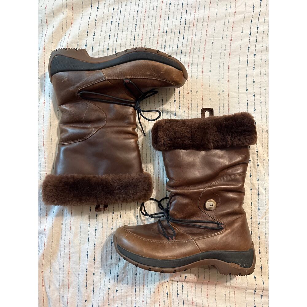 NWOT Ulu Brown Leather Sherpa Lined Winter Boots Women’s Size 8.5 NEW Waterproof